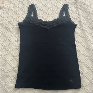 Abercrombie & Fitch navy Lace-Trim Ribbed Camisole